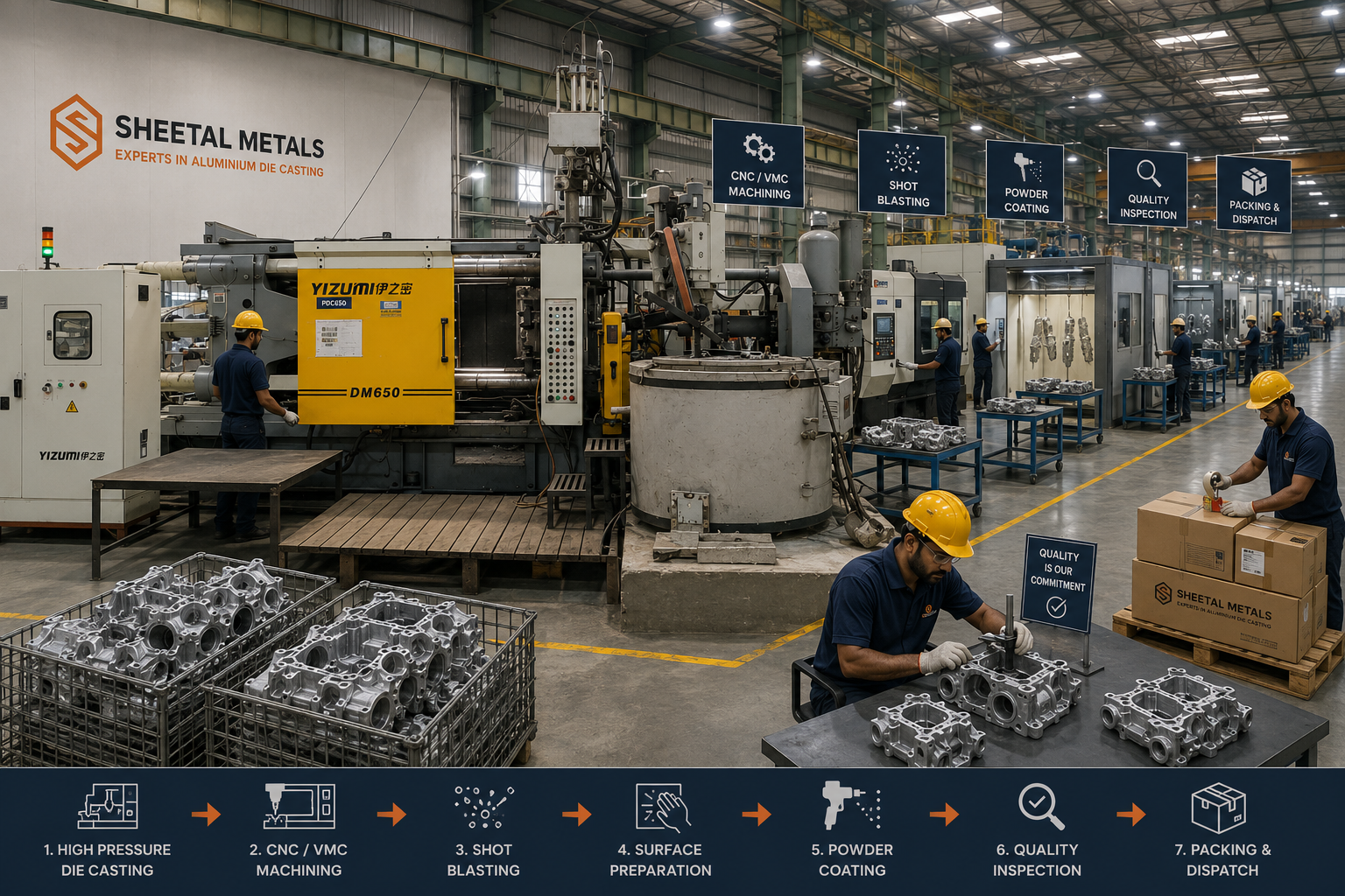 Aluminium die-cast component manufacturing transition from China to India with Sheetal Metals.